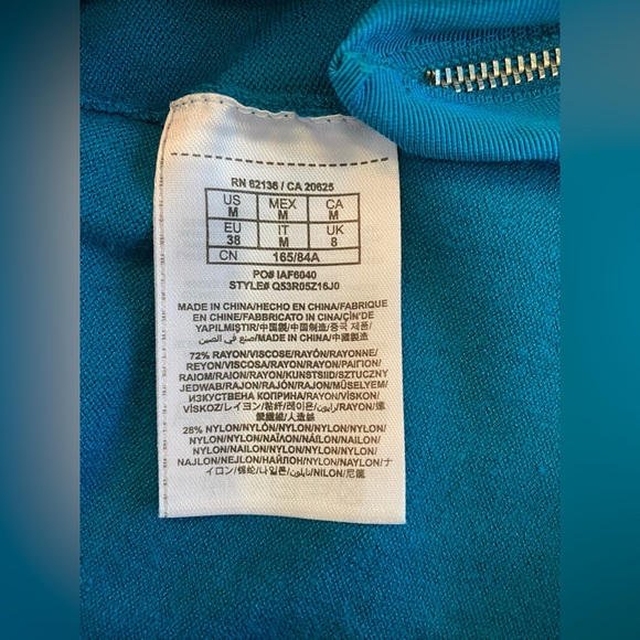 GUESS Cowl Neck Sweater with Zippers at the Hem (Turquoise, Medium) - Picture 6 of 6